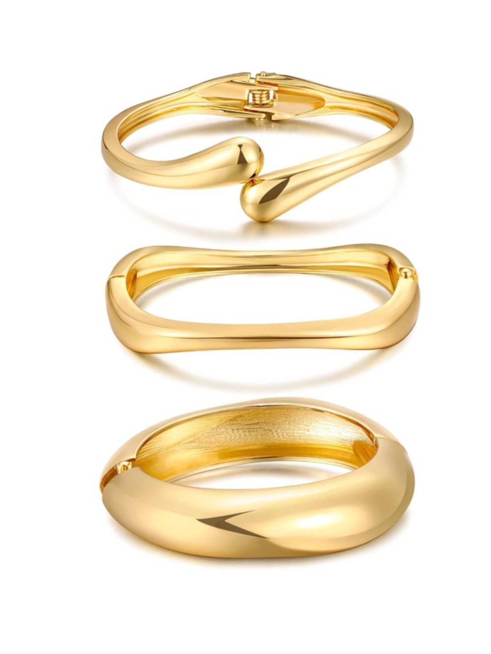 Gold-Tone Women’s Bangle Bracelet Set - Elegant Stackable Bangles